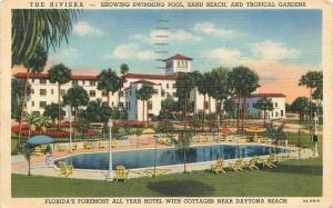 Daytona Beach Florida 1948 The Rivera Hotel Swimming Pool Teich postcard 796