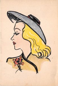 US87 painting Germany 1948 blonde woman and hat Blonde signed Schwerin
