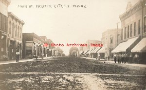 IL, Farmer City, Illinois, RPPC, Main Street, Business Section, Photo No 348-4X
