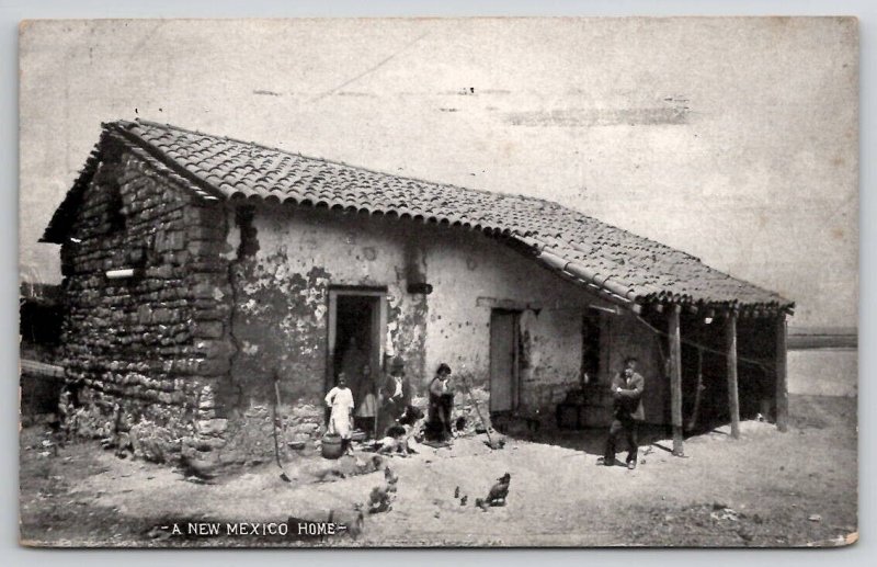 NM La Mirada Adobe In The 1890s A New Mexico Home 1911 Postcard C33