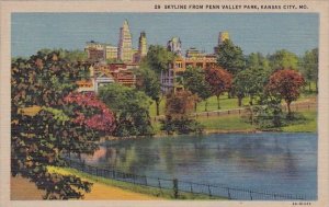 Missouri Kansas City Skyline From Penn Valley Park 1947 Curteich