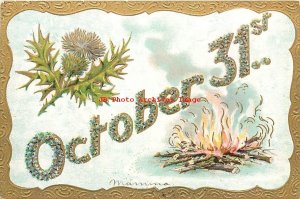 Halloween, Gottschalk No 2040-A-4, Large Letter October 31st, Thistle Thorn