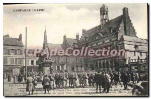 Old Postcard Noyon Grand Place After the departure of Boche March 1917