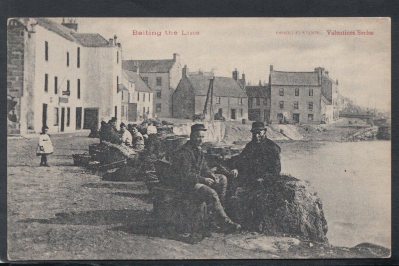 Fishing Postcard - Baiting The Line - Fishermen - Fisher Life Studies  RS20266