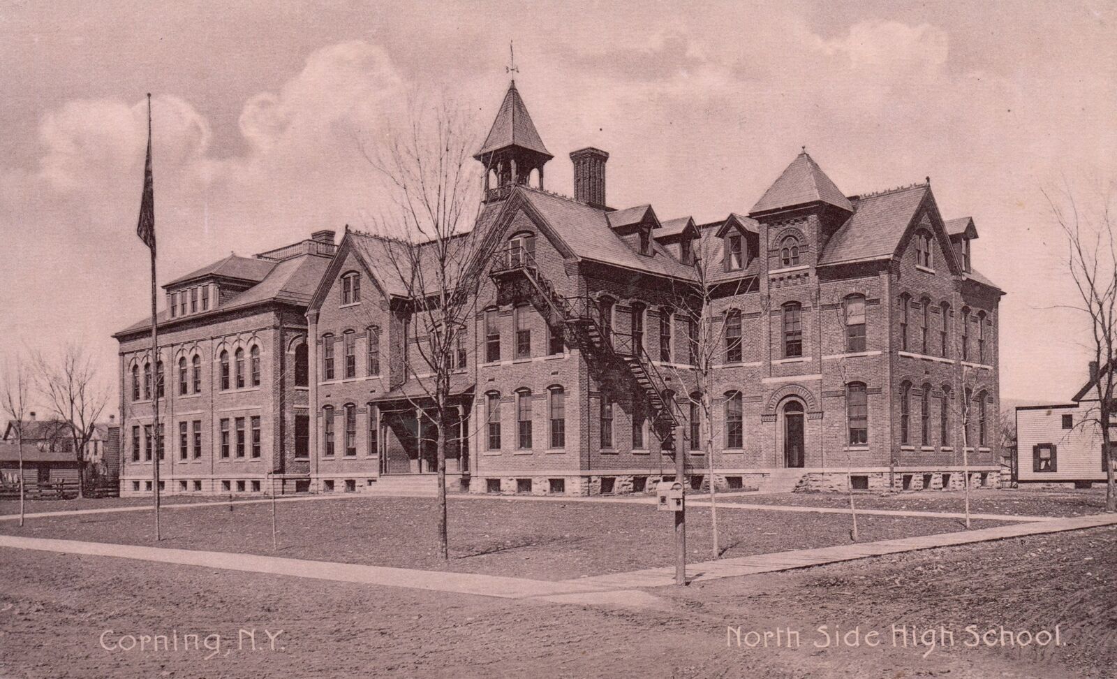 Vintage Postcard 1900's North Side High School Corning New York Terbell
