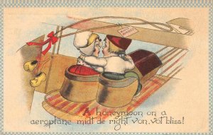 Dutch Kids Honeymoon Aeroplane Comic Biplane 1913 Ravenna, Ohio Vintage Postcard