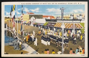 Vintage Postcard 1946 Flag Raising Ceremony, Boardwalk, Ocean City New Jersey NJ