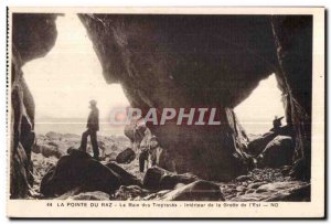 Old Postcard The Pointe du Raz Trepassey Interior of the Grotto of I NA