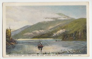 P3140 1926 postcard black mountain fishing on lake george new york