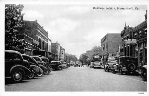 Morganfield Kentucky Business District Street Scene Coke Sign Postcard AA74686