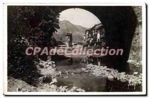 Postcard Old French Riviera Sospel Old houses at the edge of Bevera