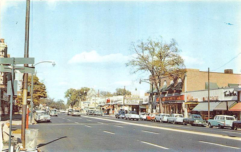 East Hartford CT Main Street Store Fronts Movie Theatre Marquee Cars Postcard