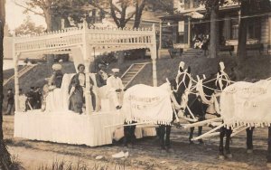 RPPC ATHOL MASSACHUSETTS MASONIC PARADE FLOAT REAL PHOTO POSTCARD (c. 1910)