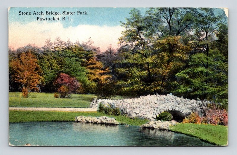 Stone Arch Bridge Slater Park Pawtucket Rhode Island Forest UNP Vintage