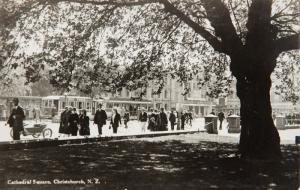 Cathedral Square Christchurch New Zealand NZ RPPC Real Photo Postcard D32