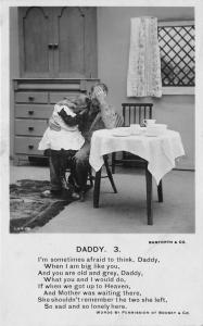 Daddy Postcard Series~1-2-3-4 Poems~Father Daughter @ Table~Bamforth & Co RPPC