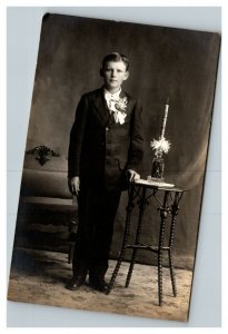 Vintage 1910's RPPC Postcard - Studio Portrait Confirmation Photo - Catholicism