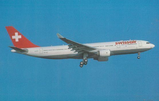 Airbus Industrie A330-223 HB-IQC of Swissair at Zurich Swiss Airport Postcard