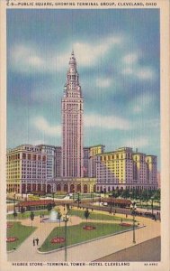 Ohio Cleveland Public Square Showing Terminal Group Higbee Store Terminal Tow...