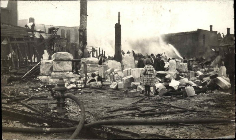 Fire Hydrant Damage Ruins Manchester Vermont VT on Back Real Photo Postcard