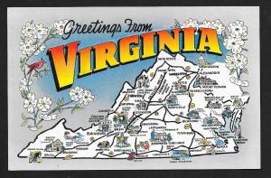 Flowers & Map of Virginia unused c1950s