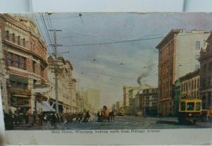 Antique Canadian Postcard Main Street Winnipeg Canada from Portage Ave 1906