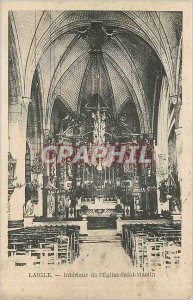 Old Postcard Laigle Interior of the Church of St. Martin