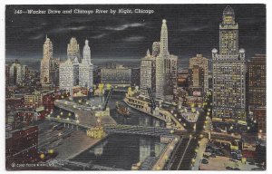 Chicago, Illinois to Wheeling, West Virginia 1948 Post Card Wacker Drive & River