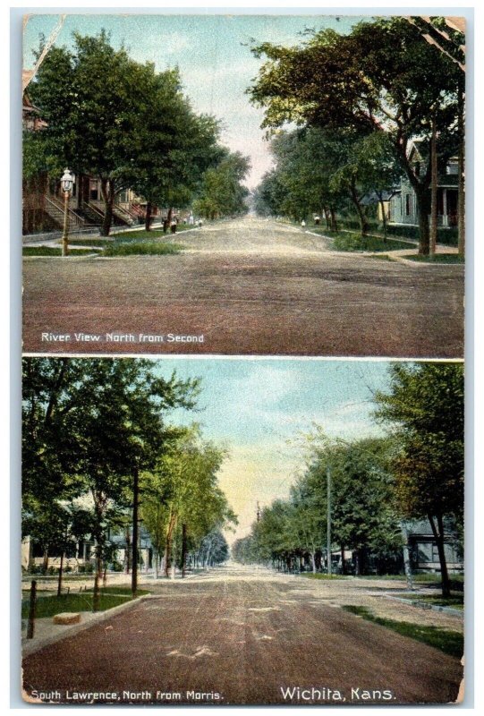 1909 River View North Second South Lawrence North Morris Wichita Kansas Postcard