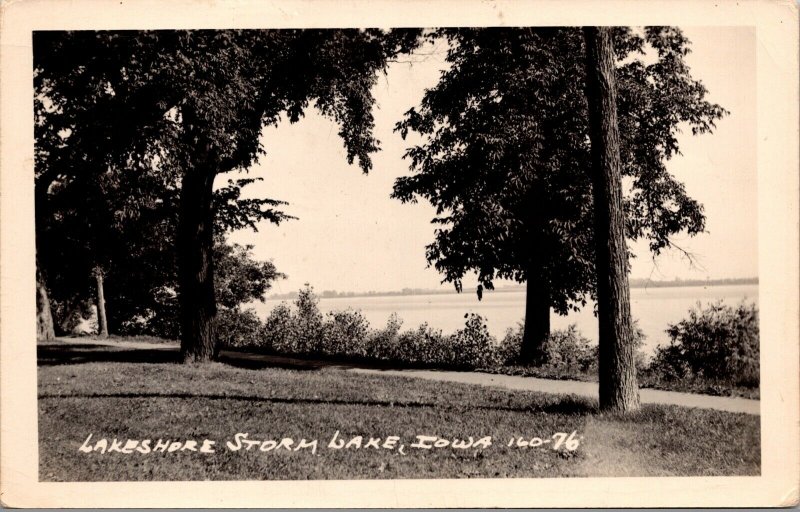 Real Photo Postcard of the Lakeshore in Storm Lake, Iowa~138101