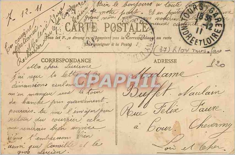 Postcard Old Tours Hotel L'Univers Boulevard Heurteloup