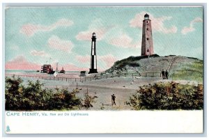 Cape Henry Virginia VA Postcard New And Old Lighthouse Virginia Beach c1910 Tuck