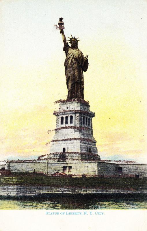 Antique Postcard, Statue of Liberty, New York, Glitter Accents  Undiv Back  E04