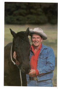 Ronald Reagan, President, with Horse, Southern Calfornia Ranch