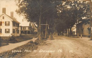 Springvale ME Upper Main Street Residential Area 1913 Real Photo Postcard