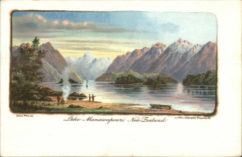 New Zealand Lake Manawapouri Images on Both Sides c1900 Postcard