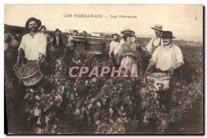 Old Postcard Folklore Wine Vineyard Harvest Holders