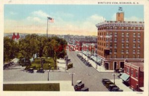 BIRD'S-EYE VIEW, BISMARCK, ND 1920's autos 