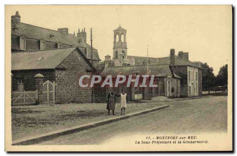 Old Postcard Brittany Montfort Sur Meu The Sub Prefecture and Gendarmerie