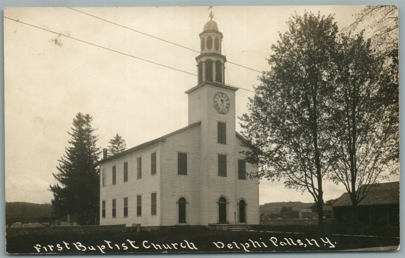 DELPHI FALLS NY FIRST BAPTIST CHURCH ANTIQUE REAL PHOTO POSTCARD RPPC