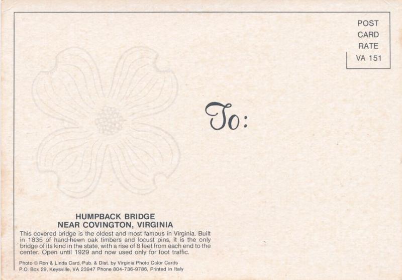 Humpback Covered Bridge near Covington VA, Virginia