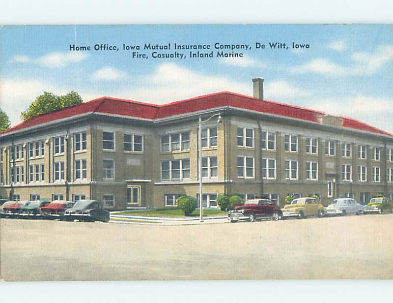 Unused Linen BUILDING SCENE Dewitt - Near Bettendorf & Davenport Iowa IA H5364