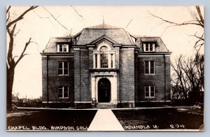 J90/ Indianola Iowa RPPC Postcard c1910 Chapel Simpson College 280