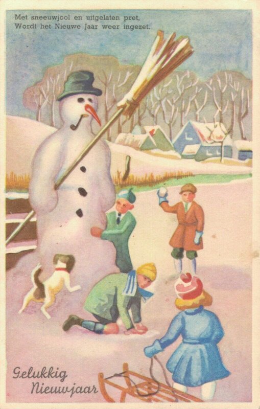 Christmas Lot - 10 Snowman Postcards Happy New Year L1