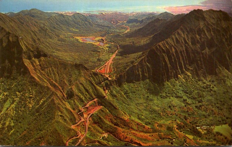 Hawaii Oahu Aerial View Of Nuuanu Pali