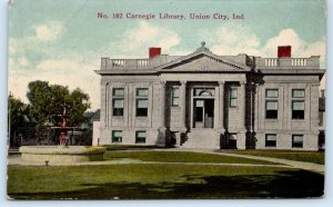 UNION CITY, Indiana IN ~ CARNEGIE LIBRARY c1910s Randolph County Postcard