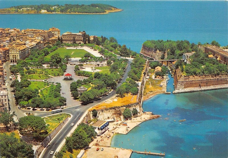 US42 postcard Greece Corfu aerial panorama