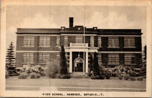 Postcard ON Hanover High School Front View 1950 M66