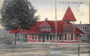 Pere Marquette Railroad Station Depot Belding Michigan 1910c postcard