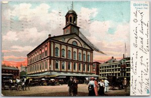 1905 Boston Massachusetts Faneuil Hall Mainroad & Horse Carriage Posted Postcard